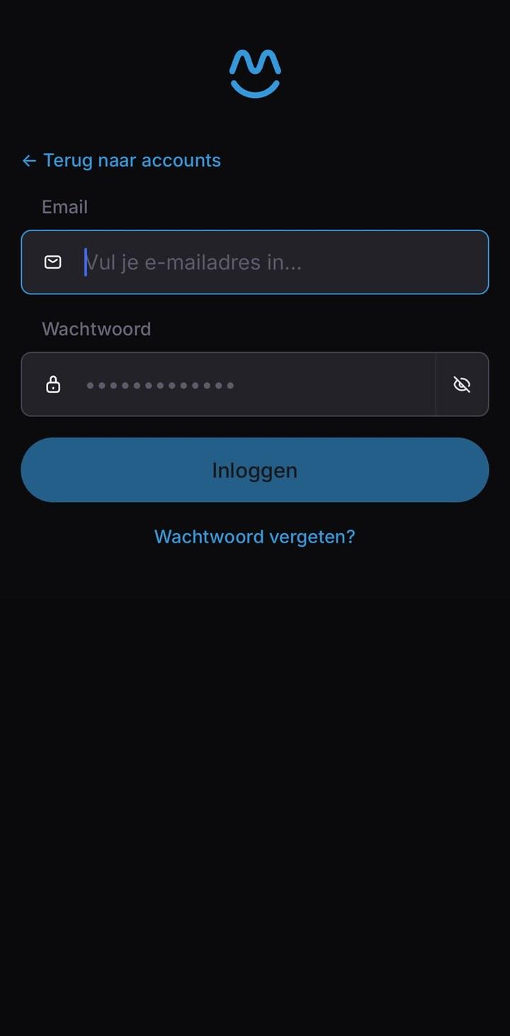 Inlogscherm van de MoneyMonk app