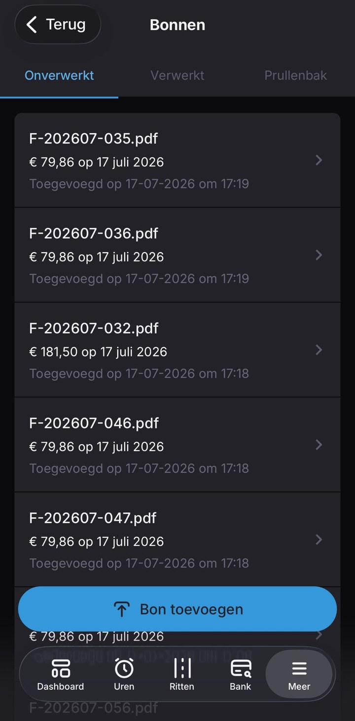Bonnen en facturen uploaden